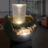 Vortex Rock Water Fountain with 6 LED Lights –Fiberglass Resin – Outdoor or Indoor Use – 2 Lights - Large 36” Tall X 21” Wide