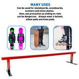 Rad Rail Skateboard Ramp Grind Rail – Heavy Duty 1.75” Square Flat Bar – 3 Height Adjust – 5 Foot Long – Driveway, Street, Ramp or Skatepark - Snowboard, Scooter Etc. – No Tools Required, Red/Black