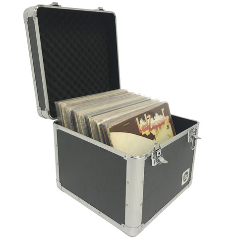 Classic Acts Vinyl Record Album Storage Case – Aluminum Lp Record Player Crates for Records – Holds up to 75 Records