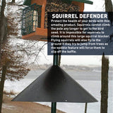 Squirrel Proof Bird Feeder Baffle Guard – Pole Mount and Hanging - Powder Coated Steel – Wrap Around Heavy-Duty Steel Design – Includes All Accessories – Black - 18 Inch Diameter – 1 Pack