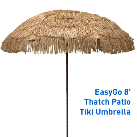 EasyGo - 8' Thatch Patio Tiki Umbrella – Tropical Palapa Raffia Tiki Hut Hawaiian Hula Beach Umbrella