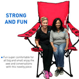 Giant Oversized Big XXXL Portable Folding Camping Beach Outdoor Chair with 6 Cup Holders! Fold Compact into Carry Bag