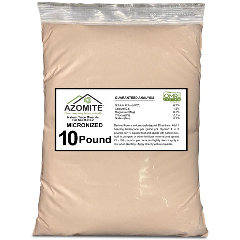 Azomite Trace 0-0.2 Fertilizer Bulk Bag of 67 Essential Minerals OMRI Certified, 10Lbs White