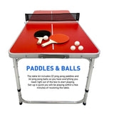 Mini Kids Ping Pong Table Tennis – Space Saving & Easy Storage – Includes (2) Regulation Paddles (4) Balls and (1) Net – Table Size 4 Foot X 2 Foot – Legs 24”-28” Tall - RED