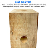 Burning BLOX Campfire Bonfire Firewood – Easy Light – Easy Clean-Up – Great for Camping, Beach and Cooking – Burns from Inside Out – 8” x 8” X 8” – Burns 2 Hours - Bonus 2 Fatwood Starters – Qty 4