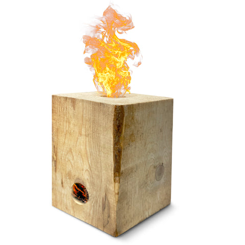 Burning BLOX Campfire Bonfire Firewood – Easy Light – Easy Clean-Up – Great for Camping, Beach and Cooking – Burns from Inside Out – 8” x 8” X 8” – Burns 2 Hours - Bonus 2 Fatwood Starters – Qty 1