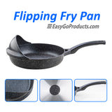 Professional Flip Frying Pan 11” – Fry Pan W/3 Layer Cast Non-Stick Coating – PFOA Free - Marble Finish - Patent Pending