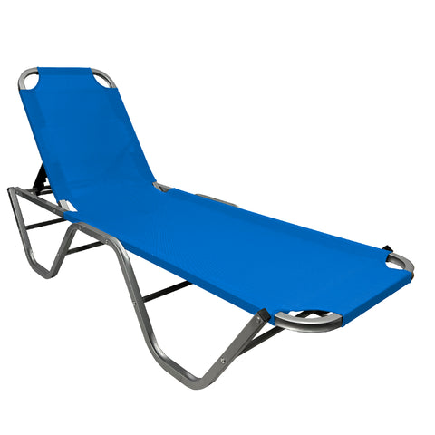 EasyGo Product Chaise Lounger – Aluminum Sun Lounge Chair – Adjustable Outdoor Patio Beach Porch Swing Pool-Five-Position Recliner-Lightweight All Weather, 1 Pack Blue