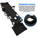 EasyGo Product FLIP Face Down Tanning Chaise Lounge Chair with Face & Arm Holes - 4 Legs Support - Textilene Material - 6 Position - Arm Head Rest Pillow - Beach or Home Use - PATENTS Pending, Black